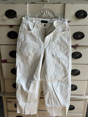 White Wide-Leg Crop Jeans
